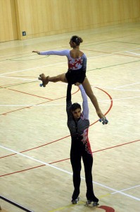 Alessandro e Arianna impegnati in un sollevamento nel long program